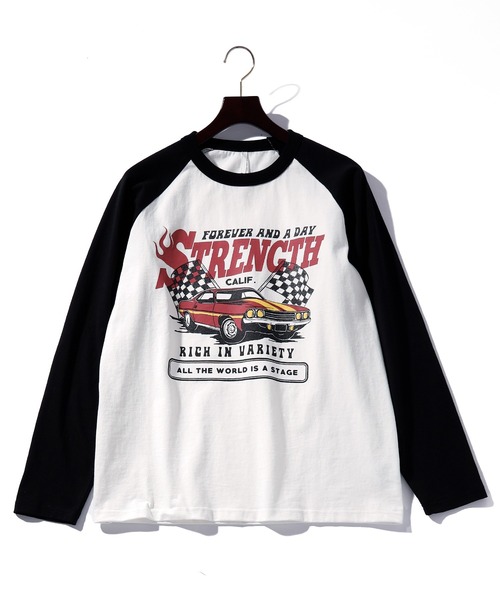 BOOTLEGGERS Chevrolet 両面プリント ラグランTシャツ L THISIS tシャツ メンズライク プリントラグラン Tシャツ レディース