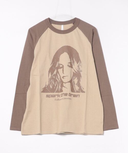 LUOLUOJUANJIE ドックプリント ラグラン スリム カットソー THISIS tシャツ メンズライク プリントラグラン Tシャツ レディース
