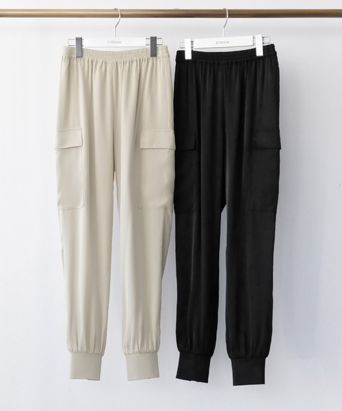 ELFRANK パンツ サテンバックスリットジョガーパンツ レディース