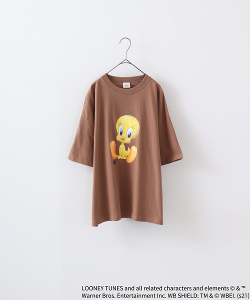 トゥウィーティー tシャツ TWEETY転写プリントオーバーサイズT