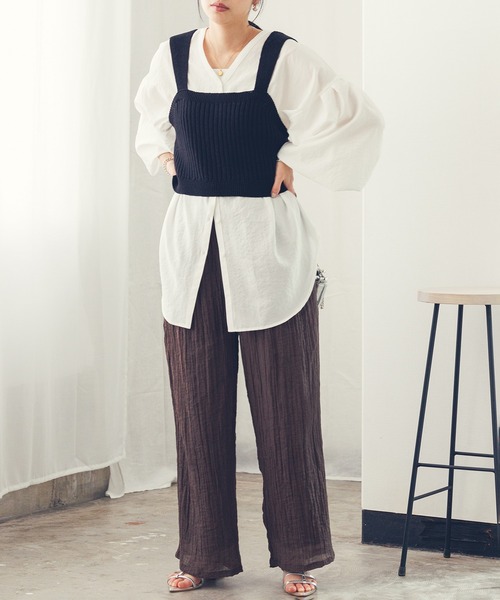 ベスト ジレ ZIPニットビスチェ レディース She's Closet ベスト ジレ ショート丈フロントジップニット