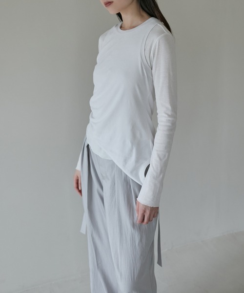 LE CIEL BLEU tシャツ カットアウトレイヤードトップ / Cutout