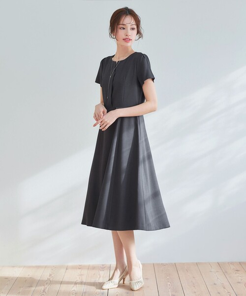 ワンピぐらし様 小倉優子さん着用】フレアスリーブ柄ワンピース（ワンピース