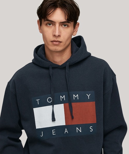 トミージーンズ紺パーカー G□トミージーンズ/TOMMYJEANS プルオーバーパーカー/コットン