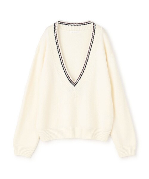 A15498 美品 ギャルリーヴィー　24SS チルデンニットVネックベスト　白 A15498 美品 ギャルリーヴィー 24SS チルデンニットVネック