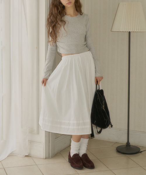 chieko+ soft volume skirt​ 36 ホワイト　スカート GIUNON スカート fluffy tuck skirt / フラッフィータックスカート