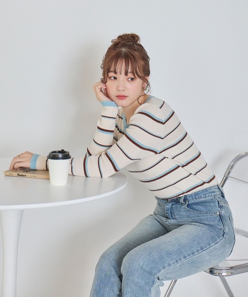 23区 ランダムボーダーニット　38 新品 ランダムボーダーニットマフラー | GIANNI LO GIUDICE(Women