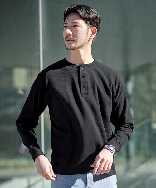 SPU（スプ） ヘンリーネック tシャツ スパンフライス長袖ヘンリー
