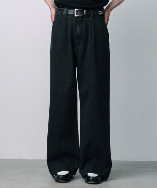 パンツ TUCK WIDE DENIM PANTS BLACK 2 LURAKU ジーンズ 「LURAKU」 tuck wide denim pants / タック