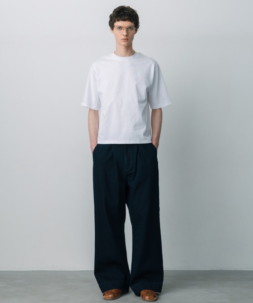 タック ワイド デニム パンツ ルーズ 無地 ストライプ ジーンズ LURAKU ジーンズ 「LURAKU」 tuck wide denim pants / タック