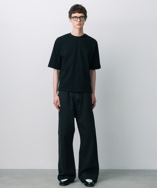 パンツ TUCK WIDE DENIM PANTS BLACK 2 LURAKU ジーンズ 「LURAKU」 tuck wide denim pants / タック