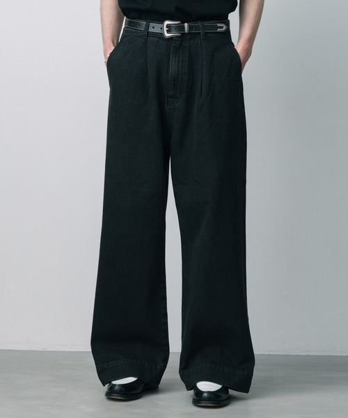 パンツ TUCK WIDE DENIM PANTS BLACK 2 LURAKU ジーンズ 「LURAKU」 tuck wide denim pants / タック