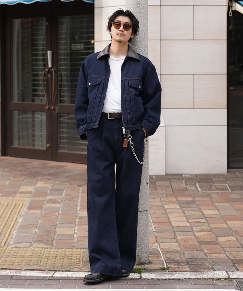 LURAKU ジーンズ 「LURAKU」 tuck wide denim pants / タック