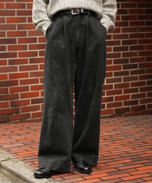 LURAKU ワイドパンツ ジーンズ tuck wide denim pants / タックワイド