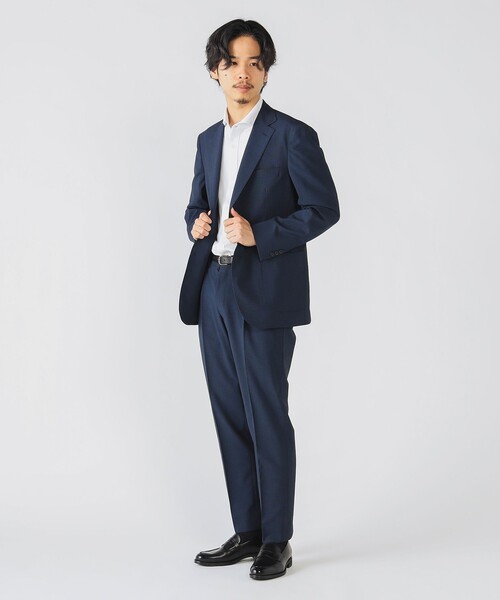 タカキュー スーツ セットアップ パンツ ビジネス 通勤 千鳥柄 ネイビー 光沢 ストレッチウォッシャブル レギュラーフィット 2ボタン2ピース