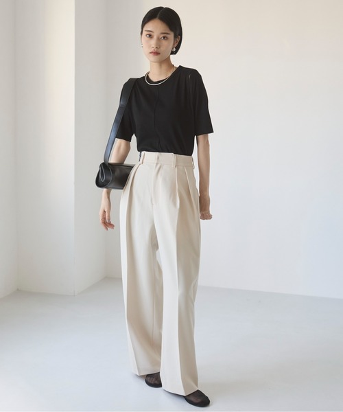 ANGIE tシャツ カットアウト リブトップス レディース