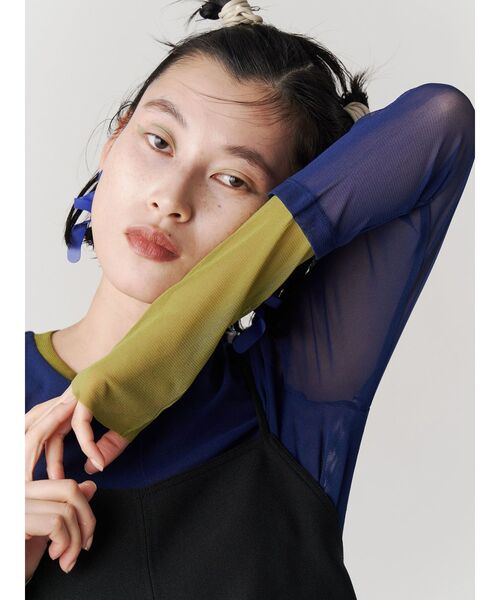 tシャツ UN3D./アンスリード/WAVE LINE SHEER TOP/ウェーブラインシアートップ レディース WAVE LINE SHEER TOP / ウェーブラインシアートップ（Tシャツ