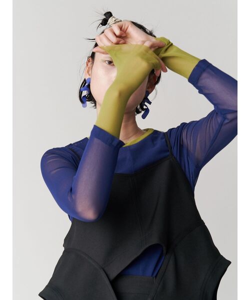 UN3D. tシャツ WAVE LINE SHEER TOP / ウェーブラインシアー