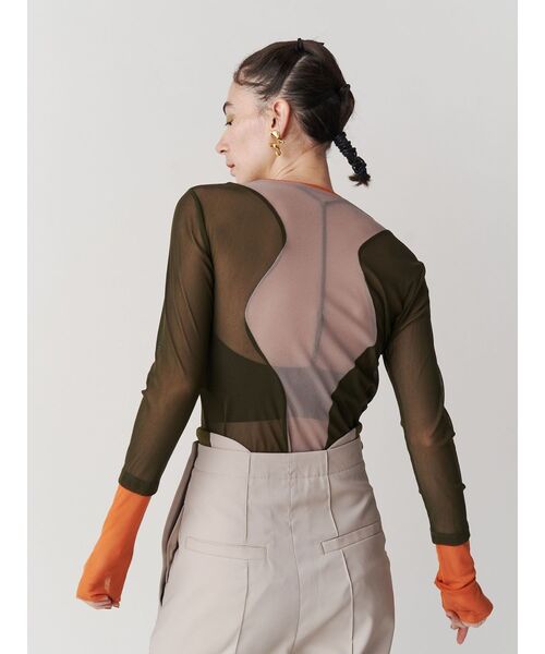 UN3D. tシャツ WAVE LINE SHEER TOP / ウェーブラインシアー