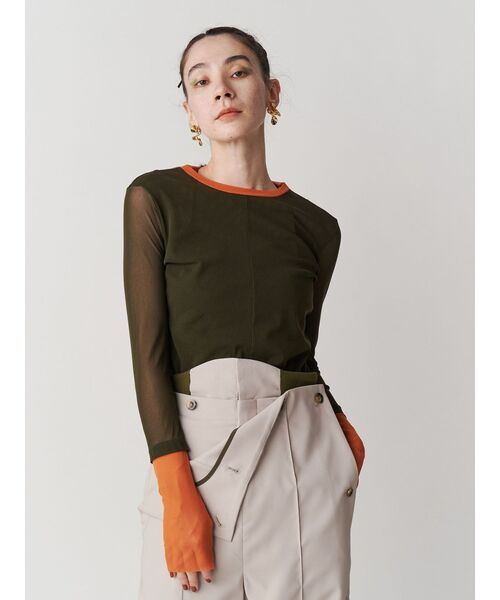 UN3D. tシャツ WAVE LINE SHEER TOP / ウェーブラインシアー