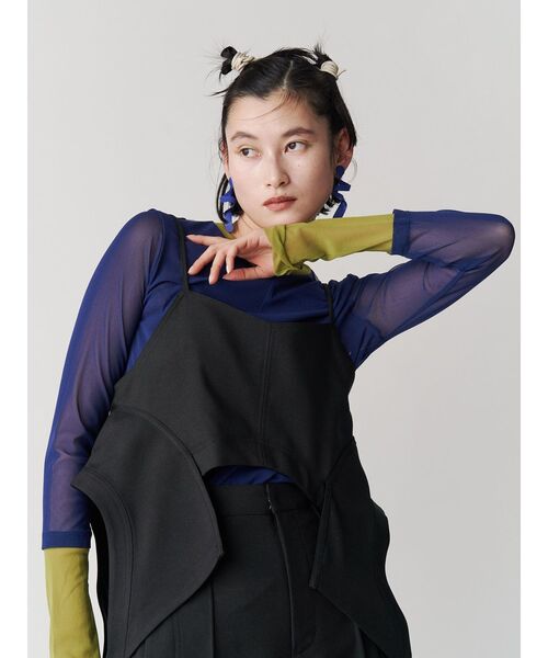 セール中❗UN3D. ウェーブラインTシャツ UN3D. tシャツ WAVE LINE SHEER TOP / ウェーブラインシアー