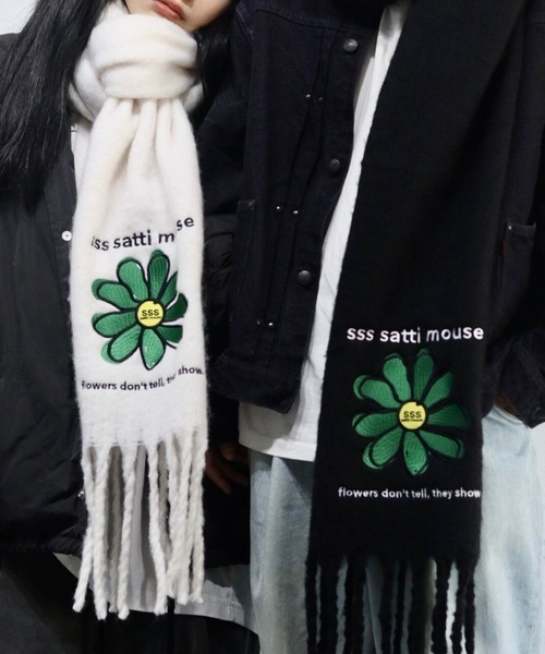 sss satti mouse【エスエスエス サッチ マウス】　マフラー 23aw 11/18 20:00~start!! flower muffler/black,green SSSの
