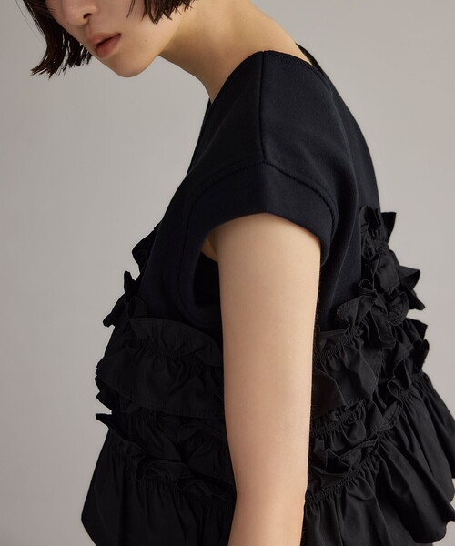 EMMEL REFINDS フライスフリル 2WAY Tシャツ EMMEL REFINES tシャツ 「EMMEL REFINES」EM フライス フリル