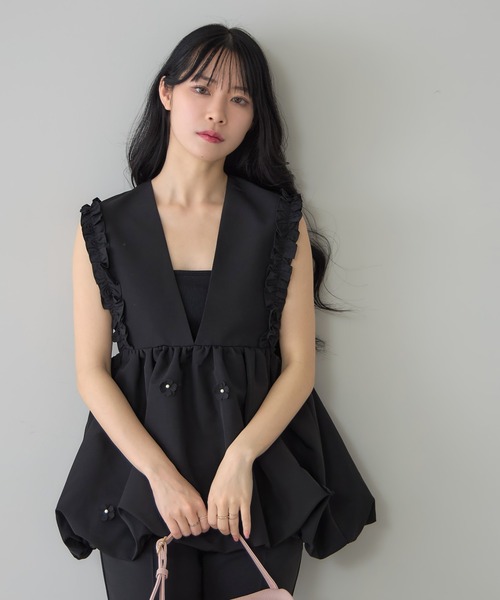&. NOSTALGIA ベスト ジレ 「ZOZO限定」バルーンペプラムパール