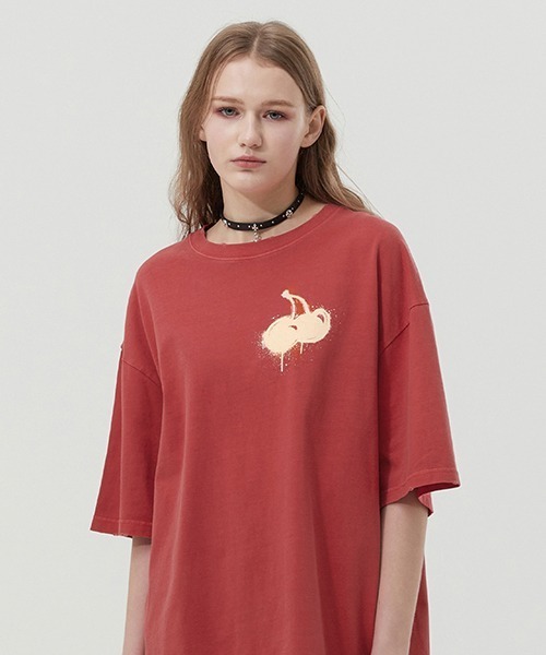 Tシャツ・カットソー KIRSH Melting cherry pigment washed t-shirt white KTMC5CTS03 MELTING CHERRY PIGMENT WASHING T-SHIRT [WHITE] - KIRSH | 60