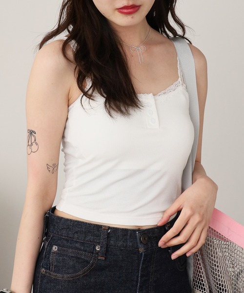 ROOP TOKYO キャミソール Feminine Front Button Lace Camisole