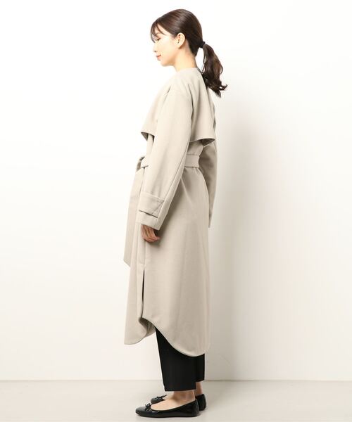 「MURUA」 ノーカラーコート 1 カーキ レディース_画像2