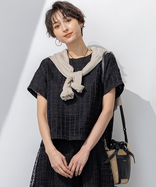 ブラウス シャツ 「洗える」Broche チェック レース ブラウス レディース 23区 ブラウス シャツ 「洗える」Broche チェック レース