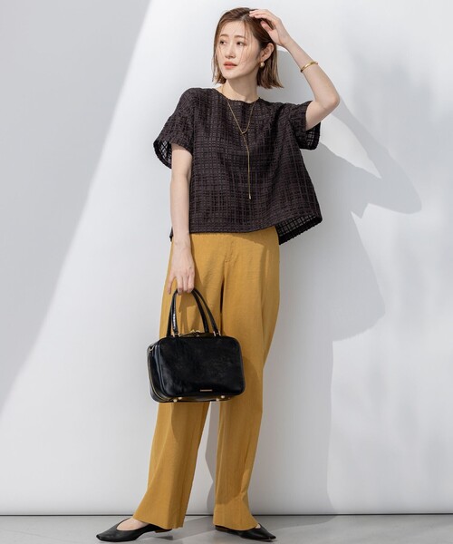 【洗える】Broche チェック レース ブラウス 23区 ブラウス シャツ 「洗える」Broche チェック レース