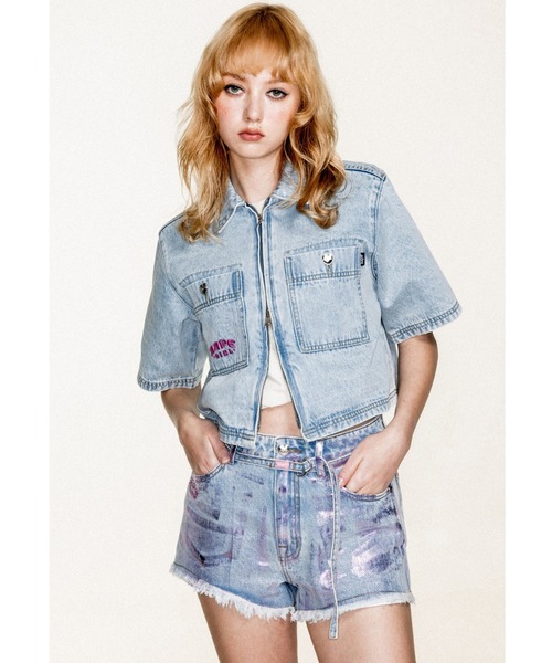 ブラウス シャツ AAPE ZIP UP SHORT SLEEVE SHIRT レディース AAPE BY A BATHING APE ブラウス シャツ ZIP UP SHORT SLEEVE