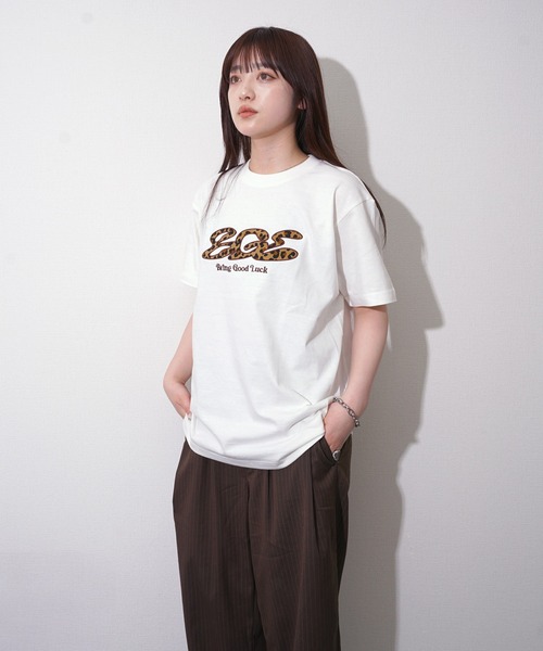 mutaMARINE　 レオパード　豹柄 Tシャツ ホワイト レオパード柄ロゴ BGL tシャツ LEOPARD LOGO TEE / ヒョウ柄 / レオパード / アップリケ
