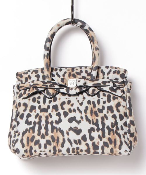 送料関税込み☆SAVE MY BAG ロゴ レオパード ハンドバッグ SAVE MY BAG 「SAVE BAG」 ハンドバッグ F ブラウン レディース