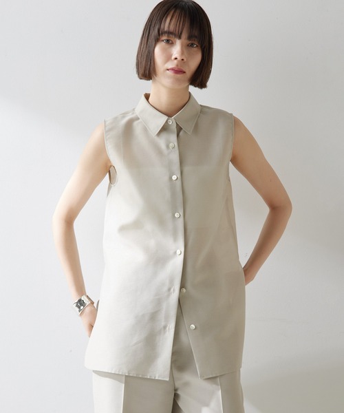 Whim Gazette ブラウス シャツ シアーノースリーブシャツ