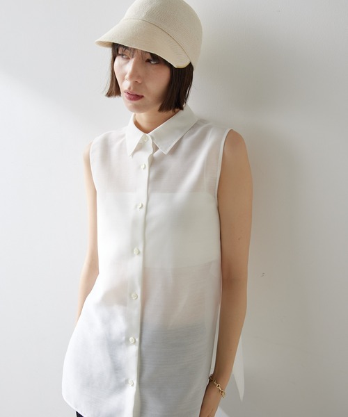 Whim Gazette ブラウス シャツ シアーノースリーブシャツ