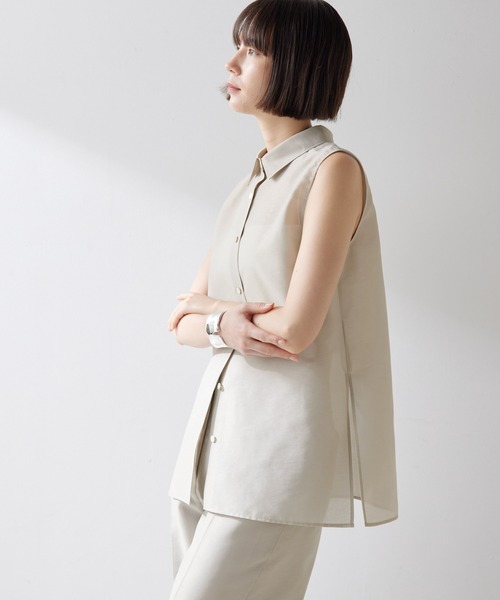 Whim Gazette ブラウス シャツ シアーノースリーブシャツ