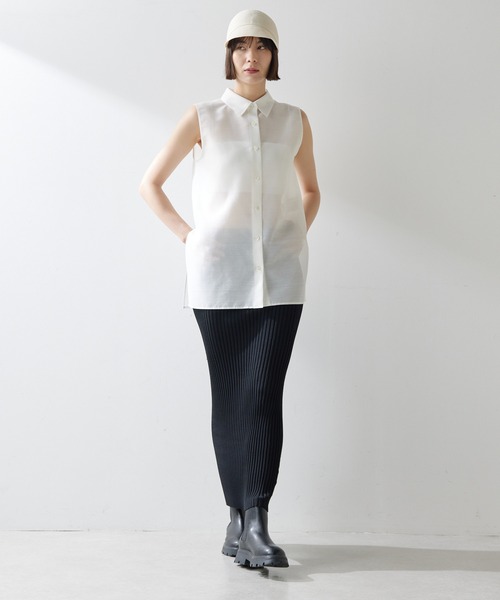 Whim Gazette ブラウス シャツ シアーノースリーブシャツ