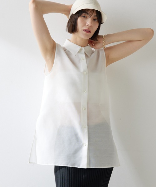 Whim Gazette ブラウス シャツ シアーノースリーブシャツ