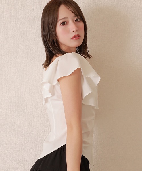 M DOLLY ブラウス シャツ frill front button blouse/フリルフロント