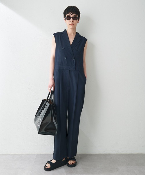 the pause黒 ノースリーブ オールインワン レディース THE PAUSE オールインワン 「THE PAUSE」テーラーカラー