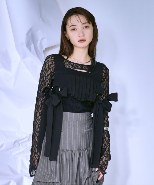 Carmelo リボンハーネス　ブラック Ezick ベルト Ribbon noir 2way プリーツメロウハーネス