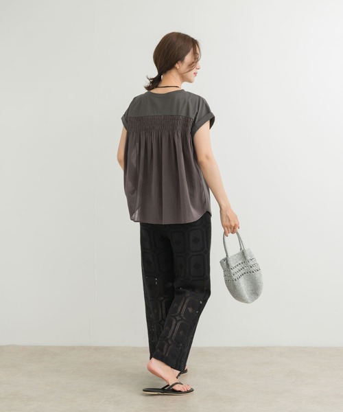 URBAN RESEARCH DOORS tシャツ シャーリング布帛ドッキング