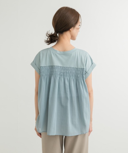 URBAN RESEARCH DOORS tシャツ シャーリング布帛ドッキング