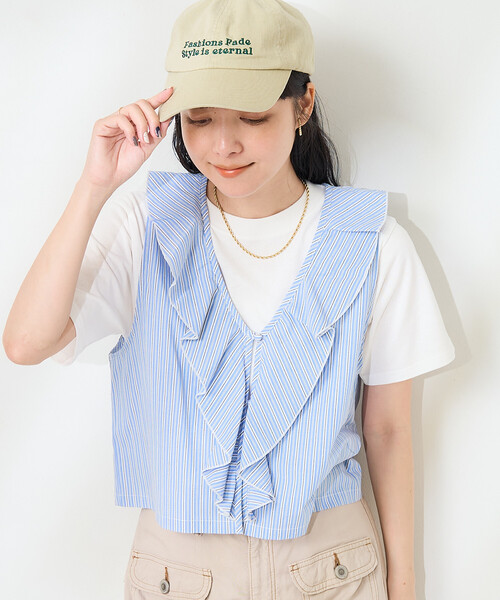 FREAK'S STORE（フリークスストア） ブラウス シャツ ストライプフリル