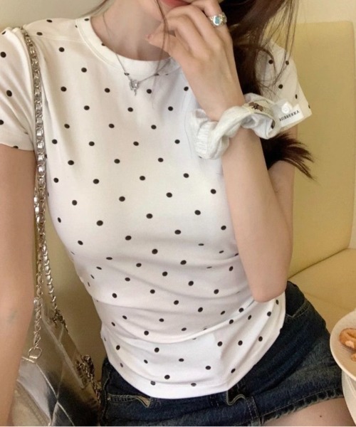 LADY LIKE（レディライク） tシャツ ミニドット柄半袖Tシャツ