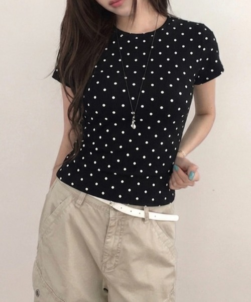 LADY LIKE（レディライク） tシャツ 半袖 ミニドット柄半袖Tシャツ