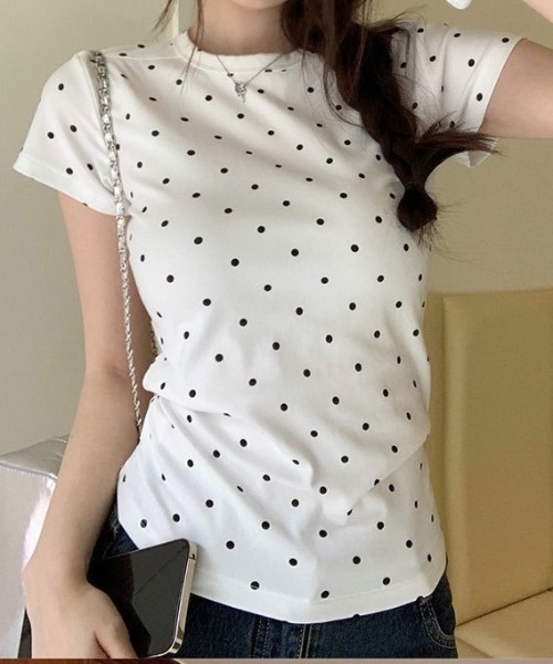 LADY LIKE（レディライク） tシャツ ミニドット柄半袖Tシャツ